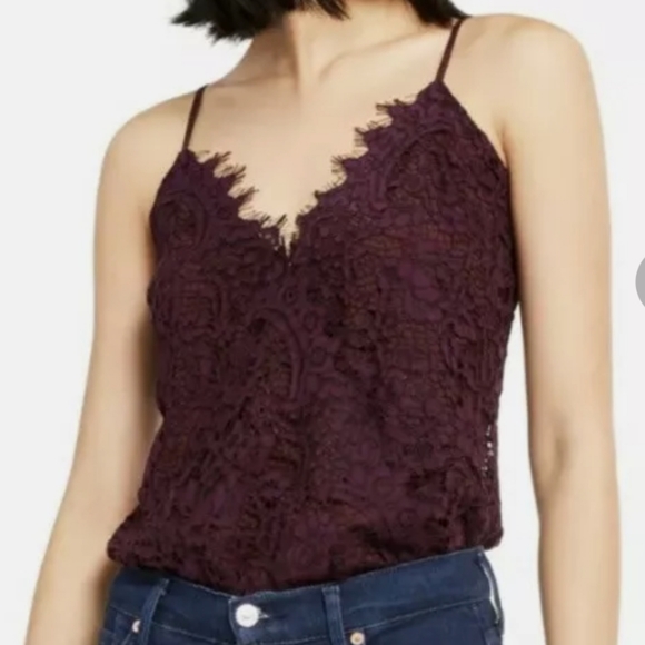 LEYDEN Tops - LEYDEN Womens Purple Embroidered Lace Tank Top
